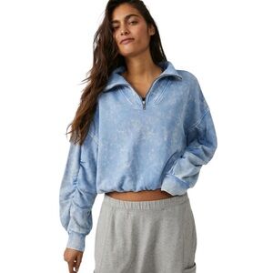 Free People Movement M Valley Girl Pullover Sweatshirt Cloudy Waters Tie Dye